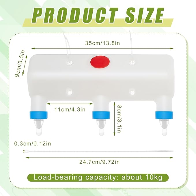 3 Pacifier Small Animal Milk Feeder 3 L/101.45oz Puppy Lamp Goat Milk Feeder Farm Water Bottle Dispenser Animal Drinking Equipment for Professional Breeding