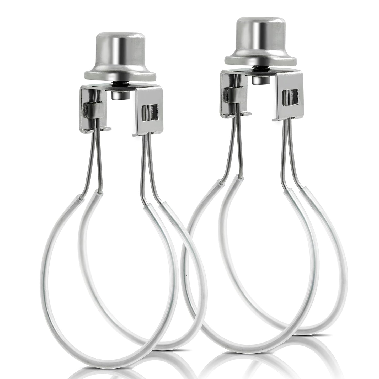EMNOOTI Lamp Shade Clip Adapter with Finial & Levellers, Nickel Color, 2PCS, Model SL-VG106, Metal Material