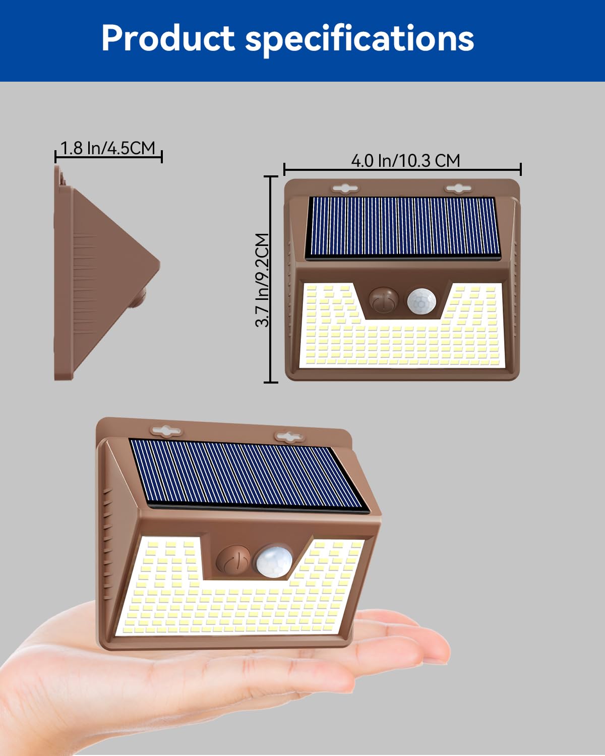 Peasur Solar Lights for Outside [10 Pack/140LED/Brown], Motion Sensor Outdoor Lights Ultra-Bright, Solar Security Light 3 Working Modes, Waterproof for Outside Garden Yard