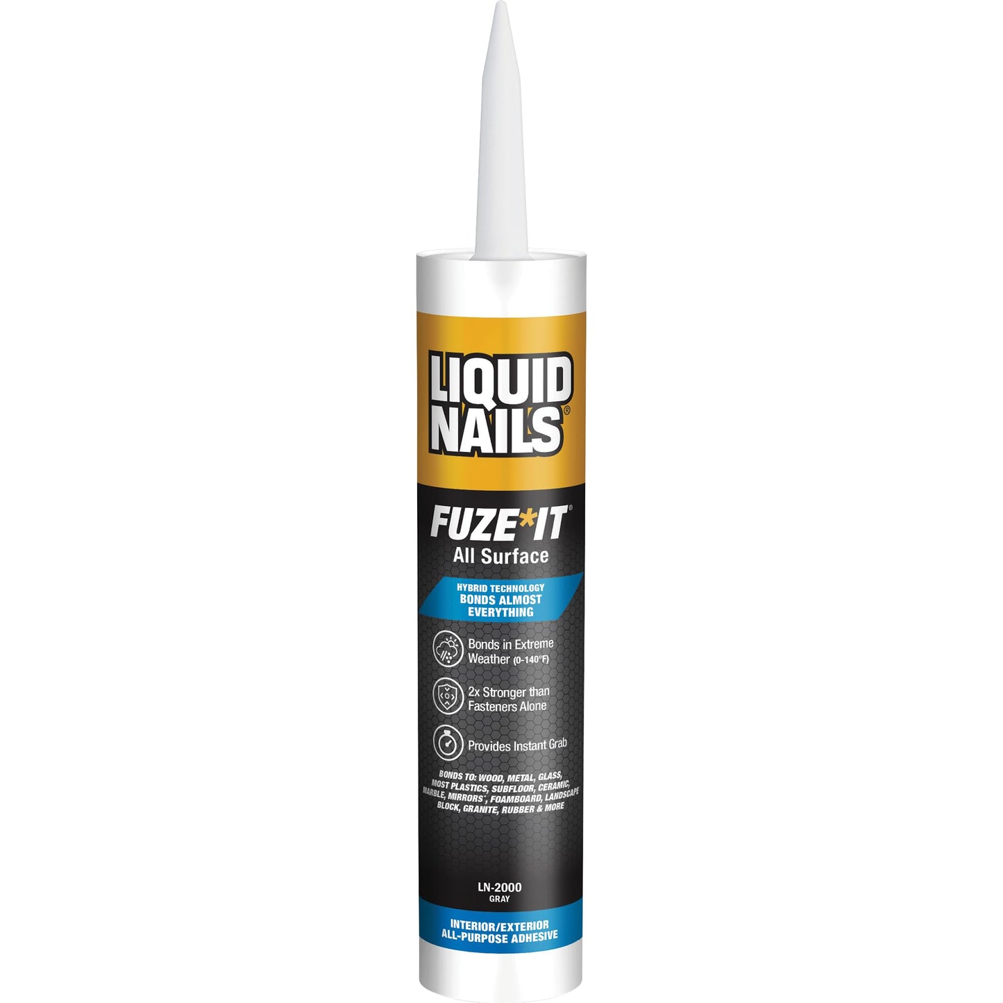 Liquid Nails 56198673380 LN-2000 FuzeIt All Surface Construction Adhesive (9-Ounce) , Gray
