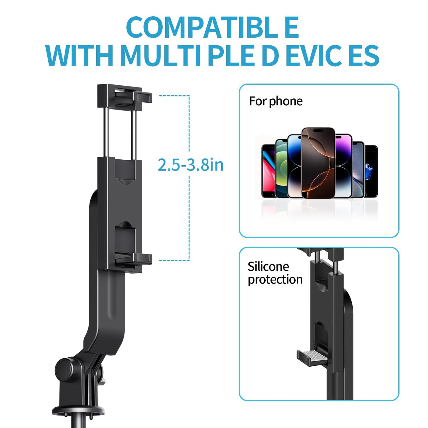 Mini Selfie Stick Tripod, Pocket Flex Tripod I-Phone Android Phone Grip, Portable Small Size Travel Compact Phone Selfie Stick W