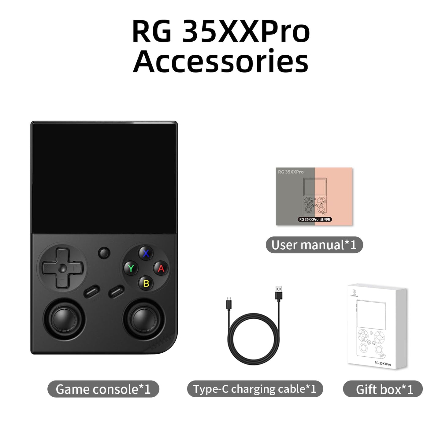 RG35XX Pro Retro Handheld Game Console 3.5-inch IPS Screen 64GB Game Card RG35XX Pro Linux OS Player 3200mAh Battery Compatible with Bluetooth WiFi RG35XXPro Black