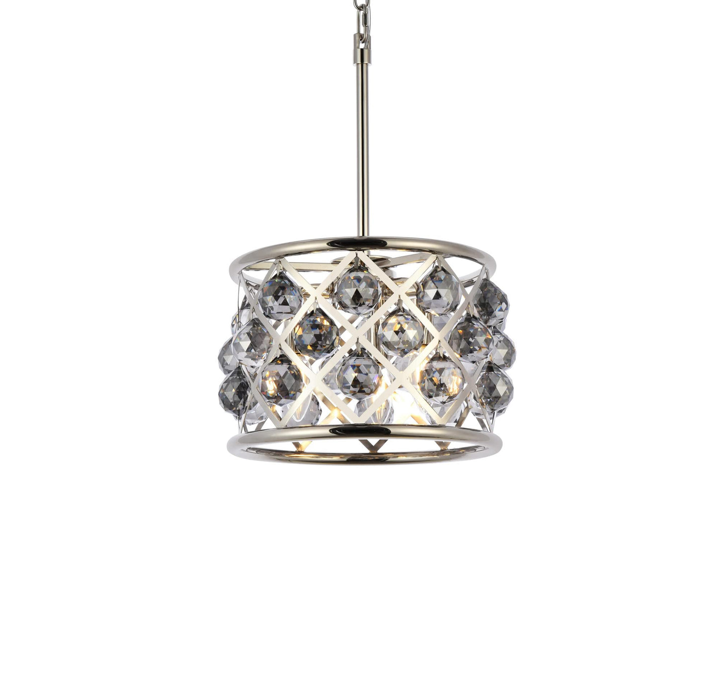 Elegant Lighting Madison Collection 3-Light Pendant Lamp, 12in Depth x 9in Height, Polished Nickel Finish, Silver Shade, Model 1214D12PN-SS/RC