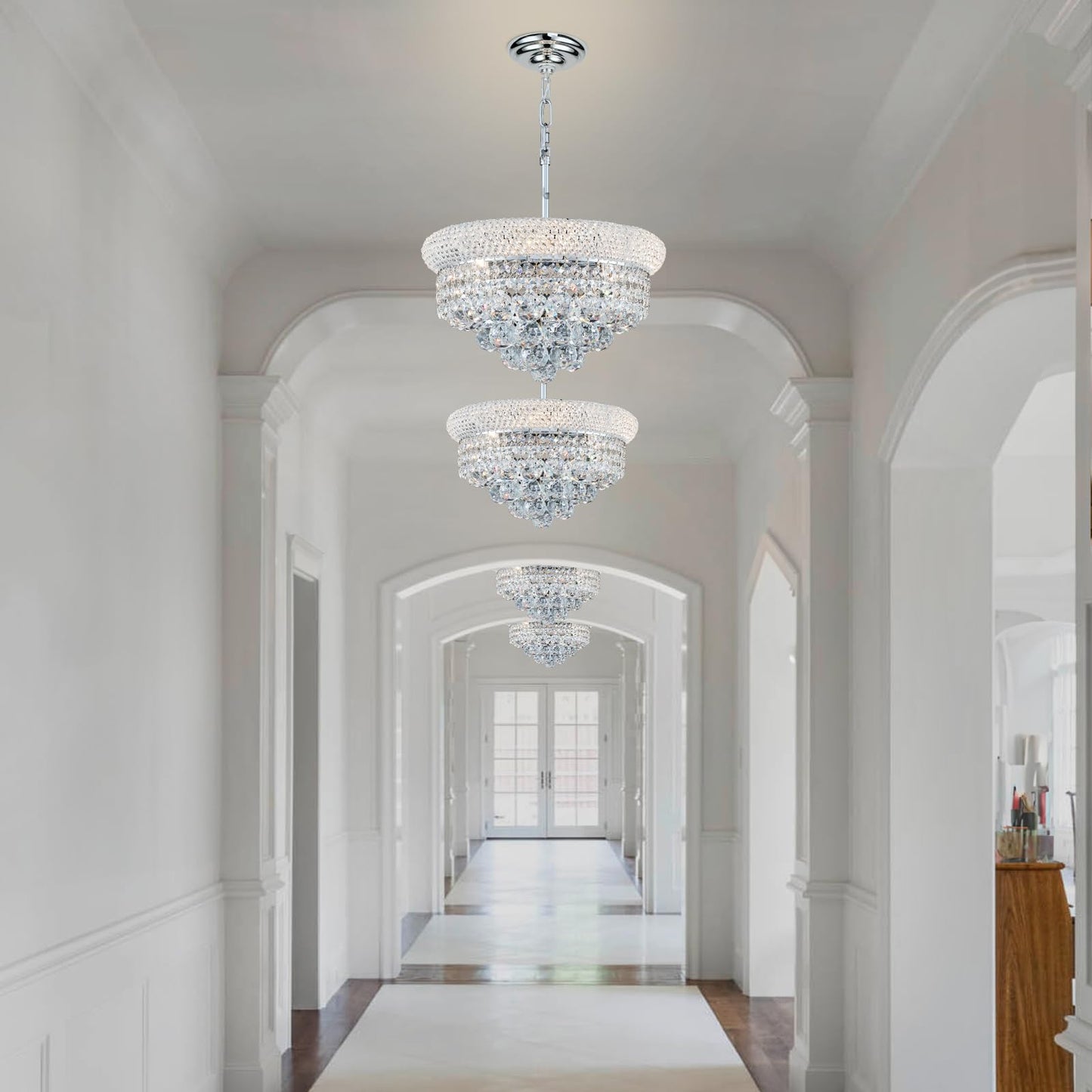 Crystal Chandeliers For Dining Room Light Fixture Over Table  Empire Style K9 Crystal Chandeliers For Bedroom  4 Lights Chrome stylish Lighting Fixtures For Entryway Kitchen Island Foyer D15 Inch