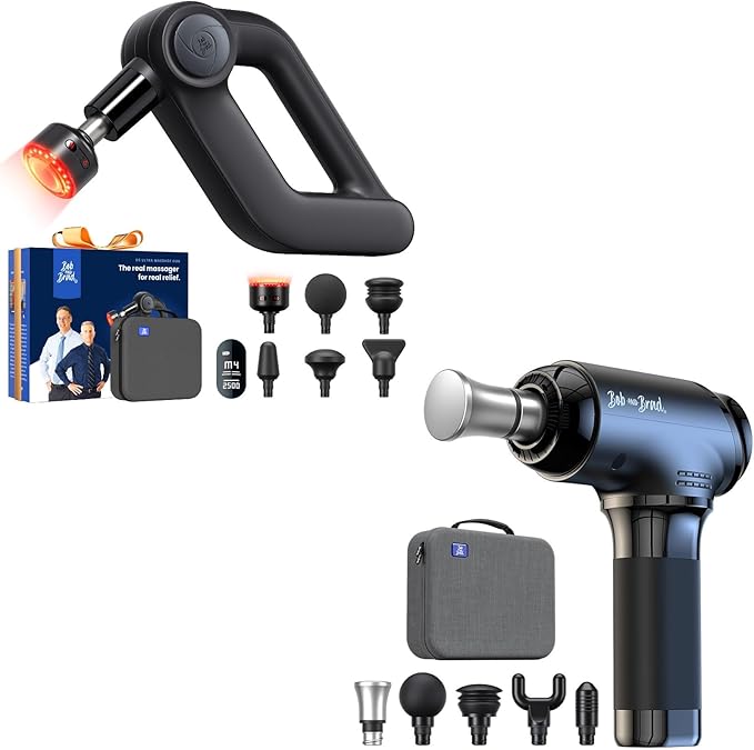 BOB AND BRAD T2 Max Massage Gun and D5 Ultra Massage Gun with Red Light Infrared Heat Head