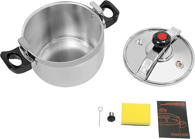 11.6QT Stainless Steel Pressure Cooker, 60Kpa Large Steamer Cooking Pressure Canner, Safety Valves, Compatible with Induction and Gas Stovetops for Family or Commercial