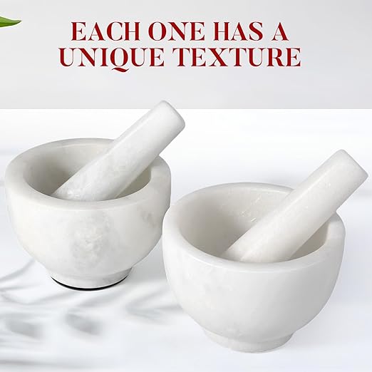 Koville Marble Mortar and Pestle Set, 5"-1.5 Cups Grinder Bowl for Guacamole, Salsa, Pill Crusher, Spice, Herb, Garlic, Nut, Heavy Duty Grinder for Kitchen(Namib Fantasy)
