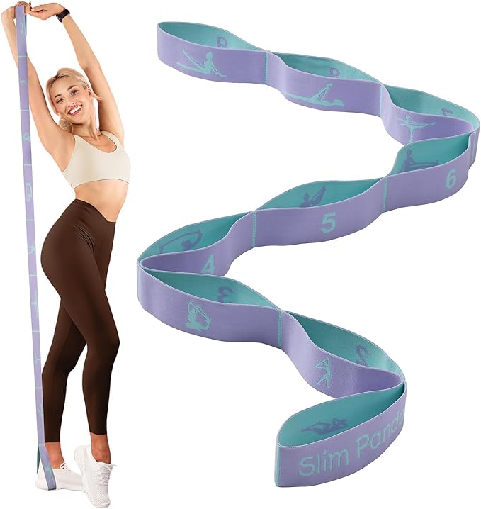 Slim Panda Stretch Strap, Multi-Loop for Physical Therapy,Elastic Yoga Stretching Strap for Dance,Yoga, Pilates & Gymnasti...