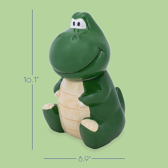 Dolomite Ceramic 10.1 x 8.9 Everyday Cookie & Candy Jar with Airtight Lid: Perfect for Kitchen Canisters, Pet Treat Containers & Decorative Storage, Tyrannosaurus Rex Dinosaur