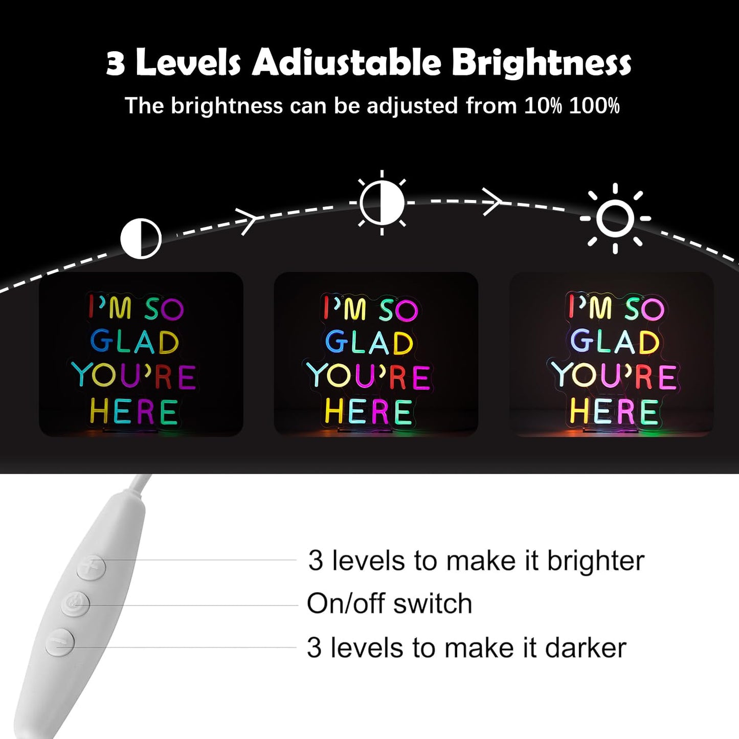 IM So Glad YouRe Here Neon Sign-Classroom Decoration -Inclusive Classroom Decor-Welcome Gift-Teacher Present-Decor Of Primary Schools And Kindergartens Wall Sign Decoration Present-Birthday Christmas Gift