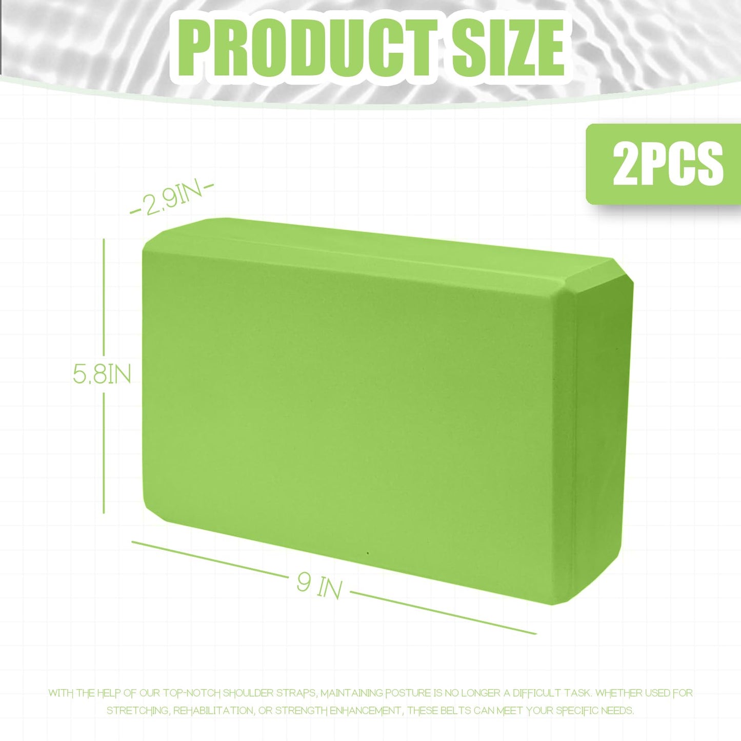 2 Pcs Yoga Blocks, 9"x6"x3" Foam Blocks Yoga Props for Pilates Stretching and Meditation Exercise Blocks Lightweight Yoga Essentials (Avocado green, normal)
