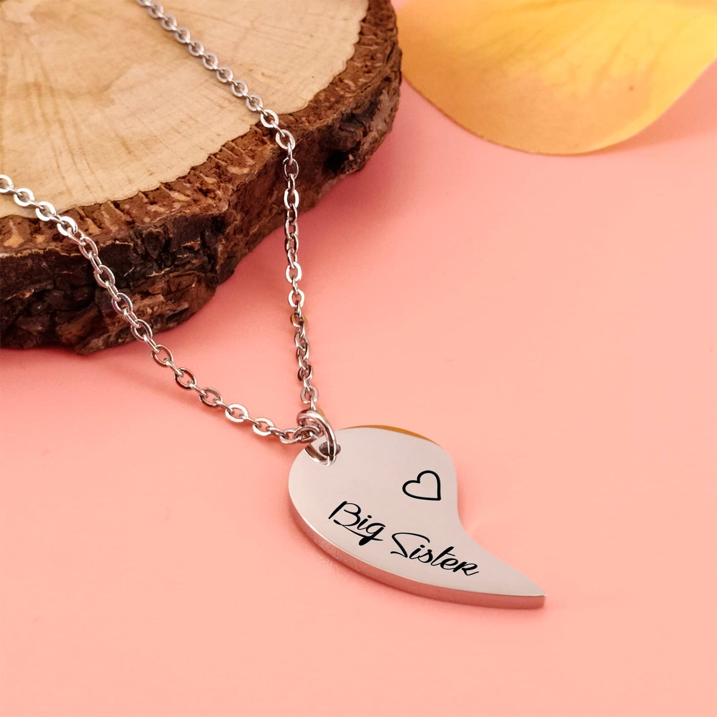 HOFOYA Sisters Necklace 2 Piece Best Friends Pendant for 2 Split Heart Matching Necklaces Set of 2 Jewelry Gifts for 2 Sisters.