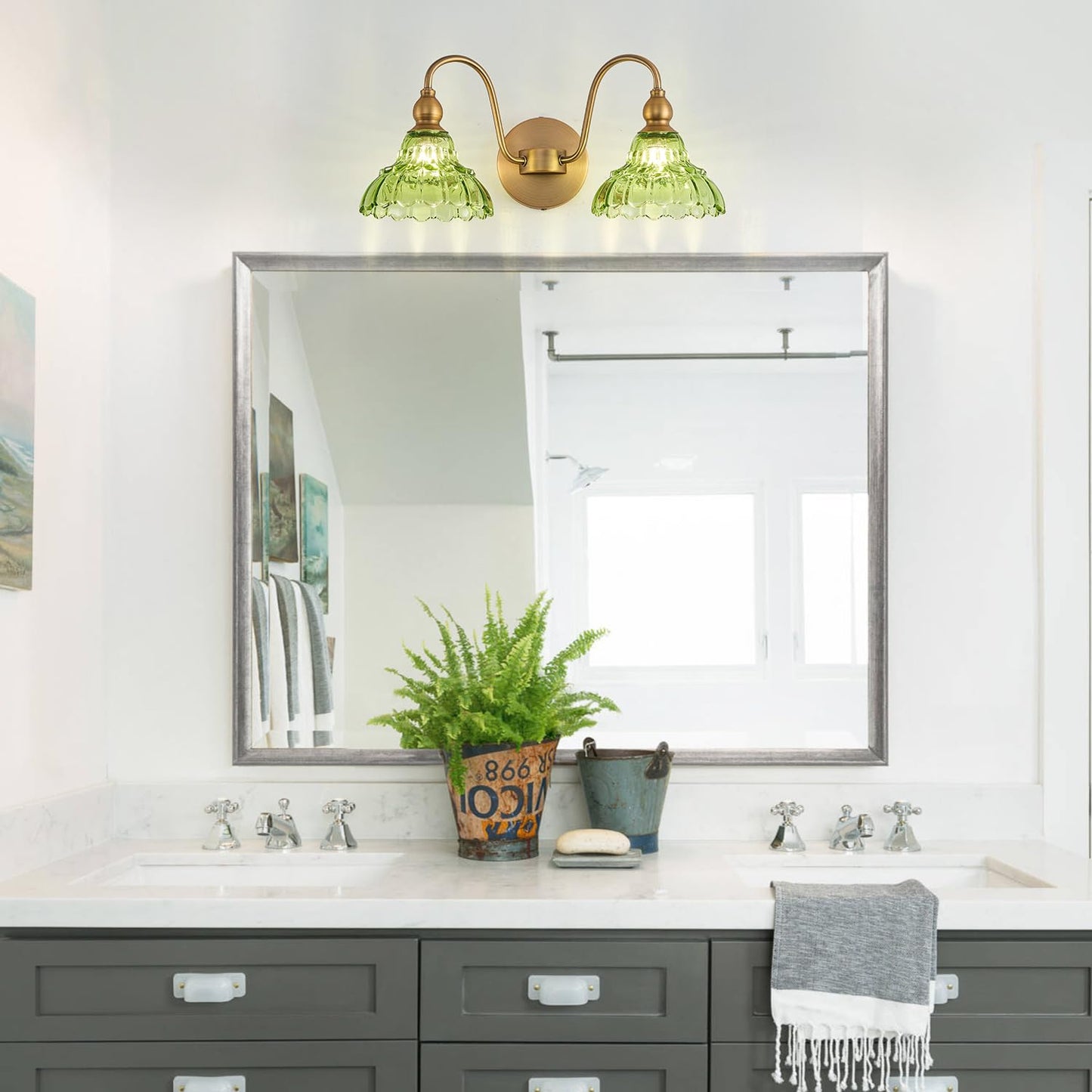 Tlolgt Vintage 2 Light Bathroom Vanity Light Bedroom Green Wall Sconces Vanity Lighting Fixtures Hallway Wall Light Fixtures Bathroom Lighting Fixtures Over Mirror