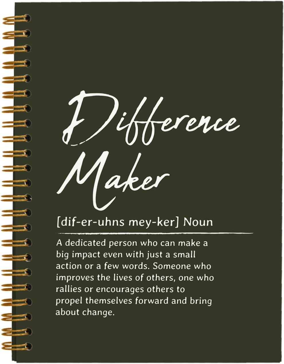 OXW Difference Maker Gift Notebook Journal, Office Notebook for Work, Thank You Gifts for Leader Mentor Boss, Leadership Gifts Journal, Olive Gren Spiral Notebook 5.5 x 8.3