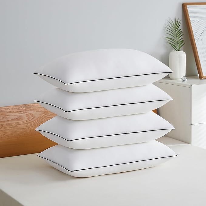 Acanva Cooling Bed Pillows for Sleeping Set of 4, Hotel Quality with Premium Soft and Supportive 3D Down Like Filling for Back, Stomach, or Side Sleepers,Machine Washable, King(Pack of 4), White