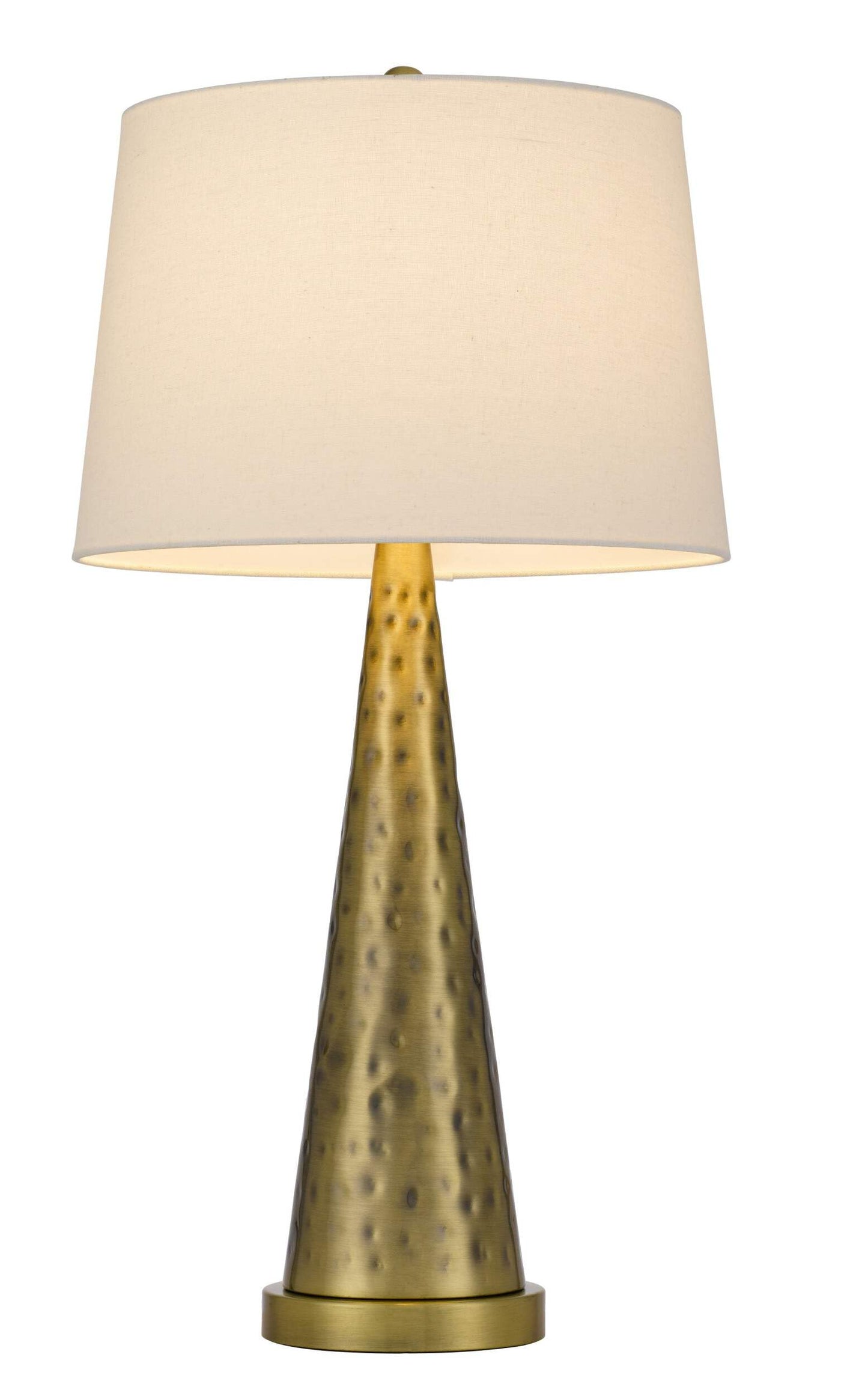 Homeroots Antiqued Brass Metal Table Lamp With White Shade, 27 In., Model 524728