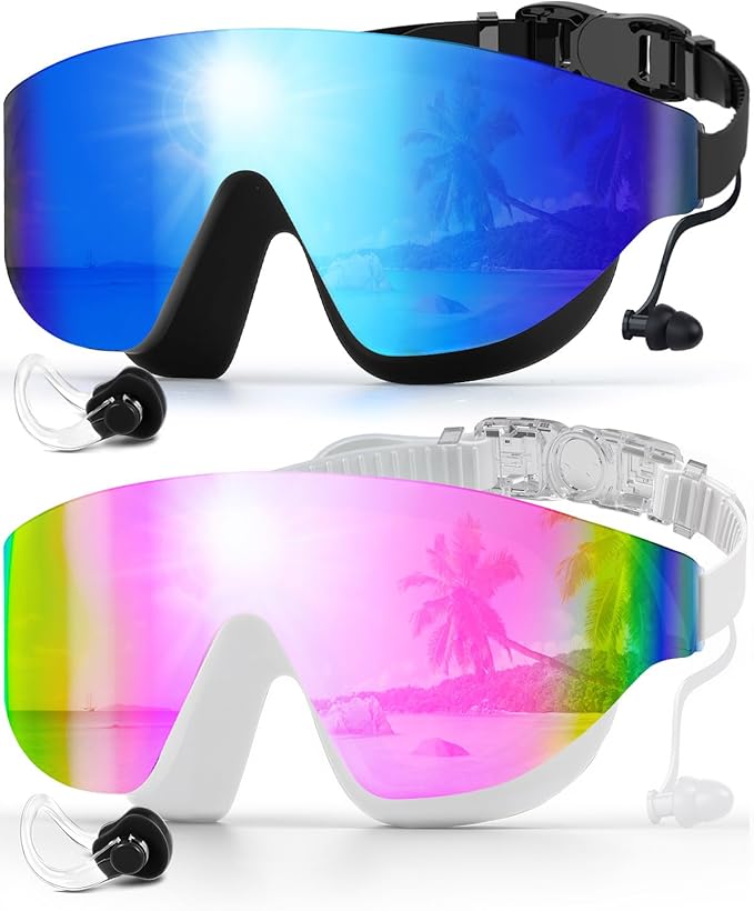 Zoomsnail Swim Goggles, Frameless Wide View Swimming Goggles, Anti-Fog Anti-UV No Leaking Pool Goggles for Men Women Adult