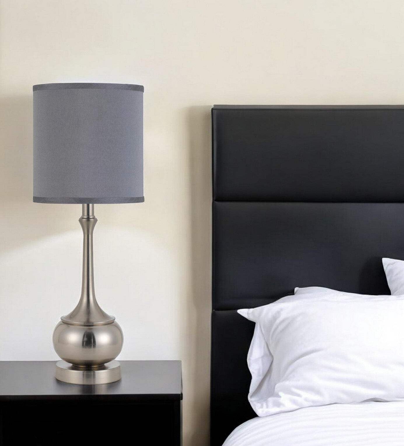 Homeroots Nickel Metal Table Lamp With Taupe Cone Shade - 25 In., Model 524684