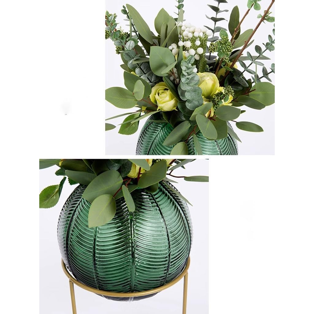 Faux Tree Nordic Light Luxury Simulation Flower Art Decoration Living Room Table Negotiating Table Glass Bottle Fake Flower Decoration Faux Plants Indoor(A)