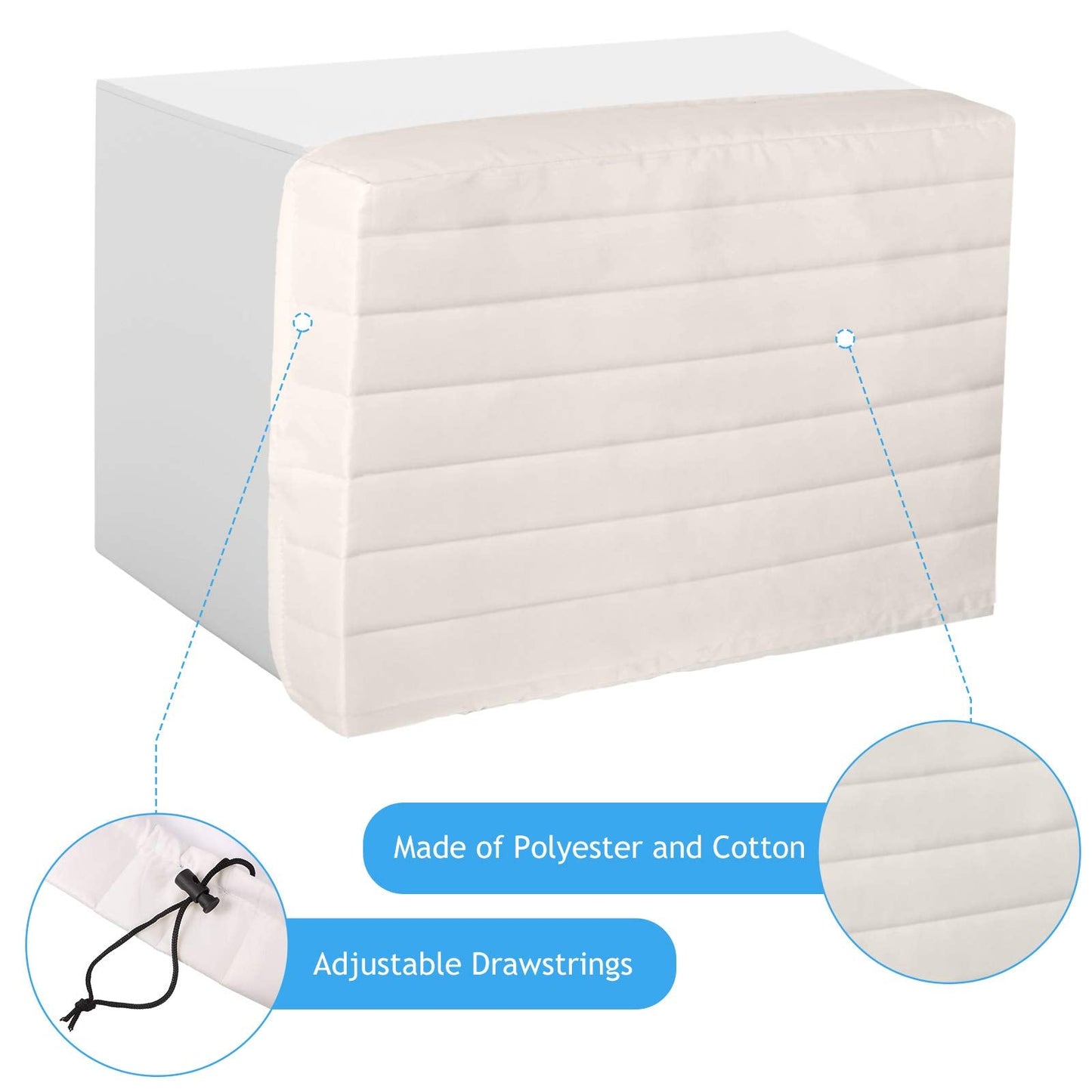Tatuo 2 Pieces Indoor Air Conditioner Cover For Inside Window Unit Double Insulation Cover With Drawstring, White (21 X 14 X 3 I