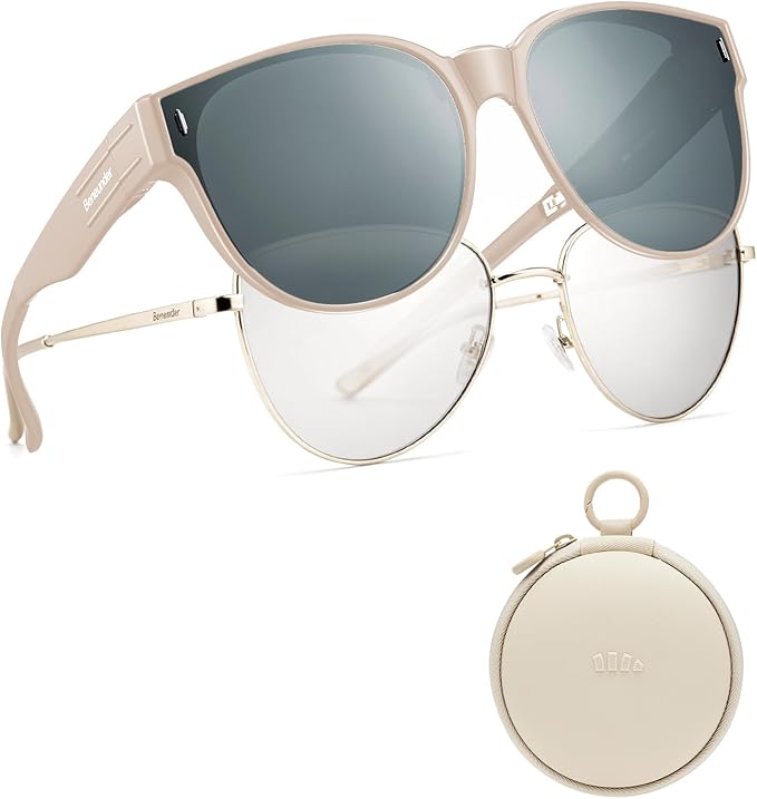 BENEUNDER Polarized Fit Over Sunglasses for Womens & Men, Lightweight Folding Sunglasses for Nearsightedness