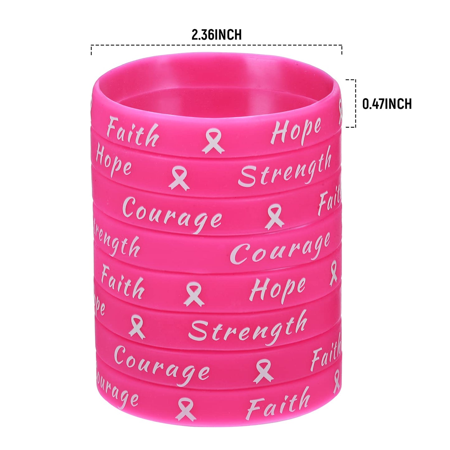 Sratte 360 Pcs Breast Cancer Awareness Pink Ribbon Bracelets Rubber Wristbands for Women Party Public Events Breast Cancer Decor