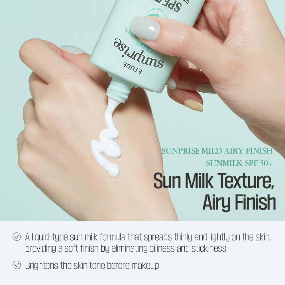 ETUDE Sunprise Mild Airy Finish Sun Milk Duo Set (55ml*2) SPF50+ / PA++++ | Sebum-free, Non-Sticky, Long Lasting Protection, 100
