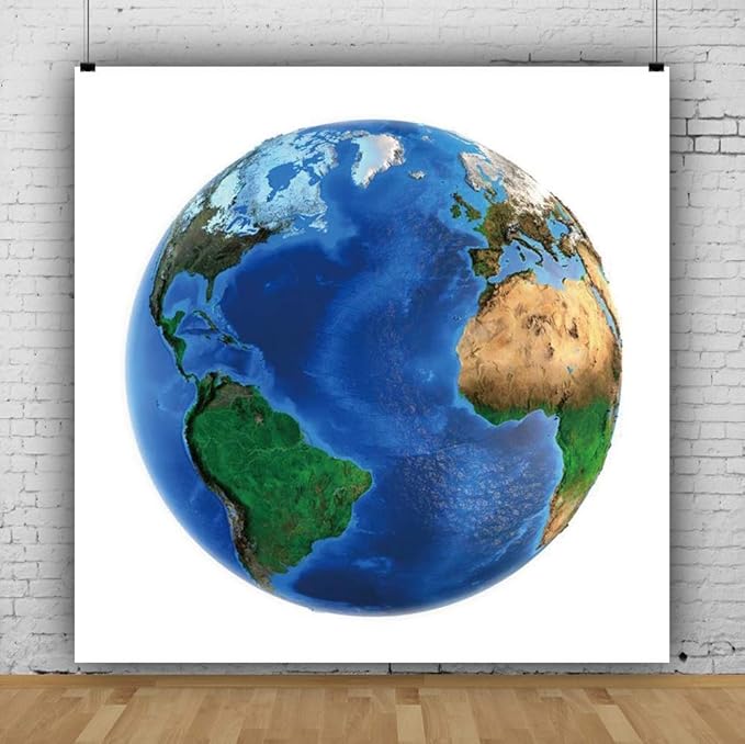 AOFOTO Blue Earth Seen Round Backdrop Space View Earth Photography Background Cover Earth Day Banner Earth Day Photo Backdrop Kids Astronaut Party Baby Shower Boys Girls Photo Booth Prop 7.2x7.2ft