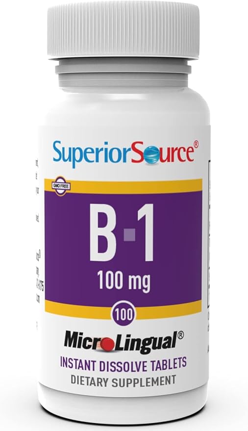 Superior Source B-1 100 mg - Vitamin B Supplement Supports Healthy Energy & Growth - Nervous & Digestive System Support Formula with Thiamin - 100 Sublingual Dissolving Tablets