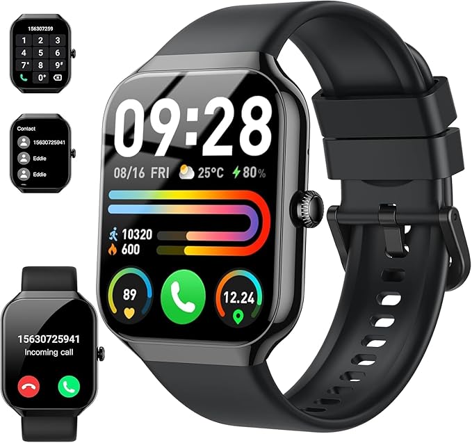 Smart Watch(Answer/Make Call), 1.96" HD Smartwatch for Men Women, 2025 Fitness Activity Tracker with Heart Rate/Sleep Moni...