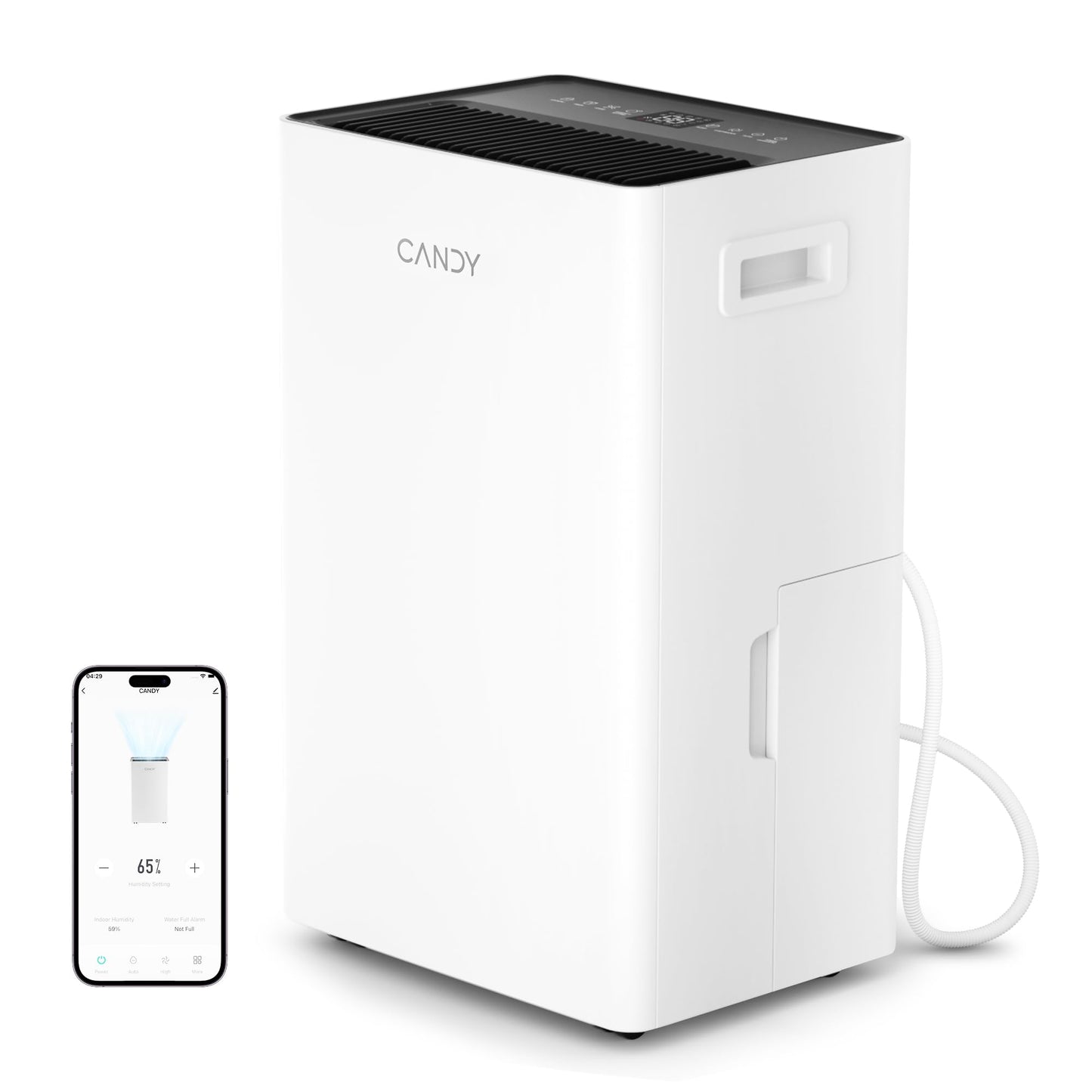 Candy 4500 Sq.Ft Dehumidifier for Basement,80 Pints Dehumidifiers for Home,Continuous/Sleep/Auto Mode,1.35 Gal Water Tank with D