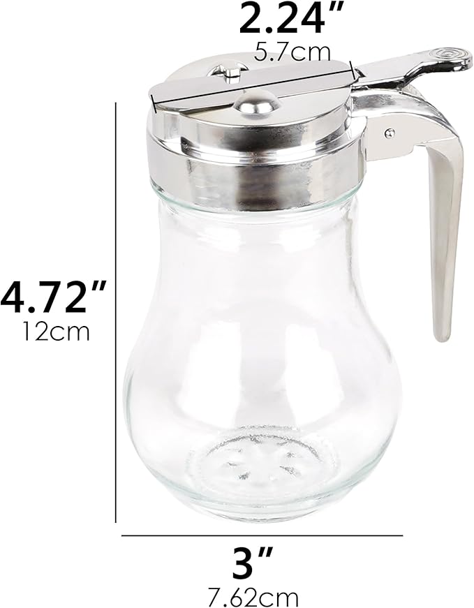 6.76 Oz Syrup Dispenser, Oil Dispenser Bottle with Non-Slip Handle, Reusable Syrup Bottle for Kitchen, No-Drip Pourers for Maple Syrup, Honey, Sirop (Transparent)