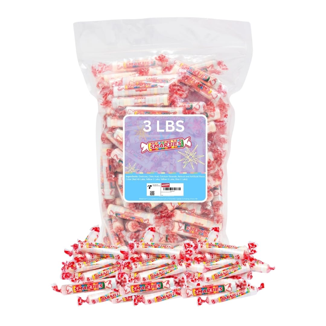 Smarties Candy Bulk Rolls Original Flavor - Gluten & Vegan Free - Classic Sweetness From Family Owned Company Since 1949  Peanut Free & Dairy Free - Perfect Halloween Candy - 3 Pound Bag