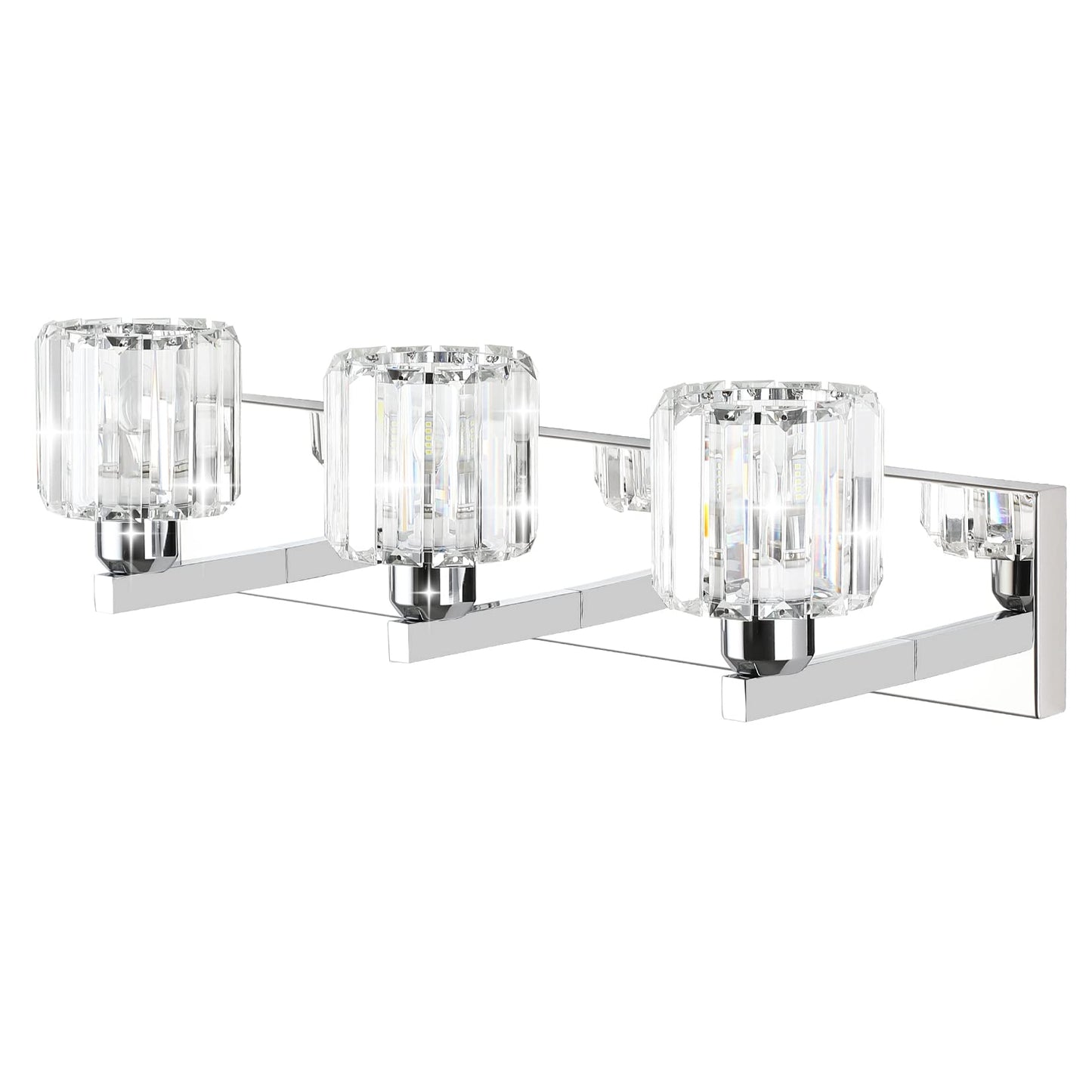 Aipsun Crystal Vanity Light Fixture - Modern 3-Light Wall Light For Bathroom, Chrome, 23 Inch, Model 8460