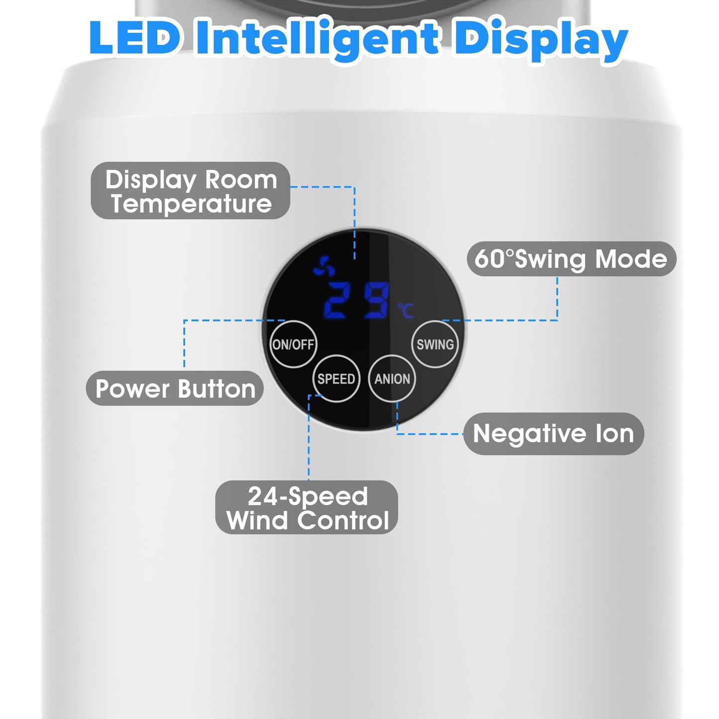 Cobuy Bladeless Tower Fan With Remote, Air Circulator Cooling Fan For Indoor Use, 24 Speeds Settings, 12 Timer, Quiet Oscillatin