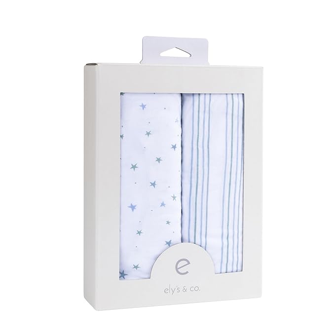 Changing Pad Cover 2 Pack - Baby Cradle Sheet with 100% Jersey Cotton - Changing Pad Covers for Boys, Newborn Essentials (Blue Stars & Stripes)