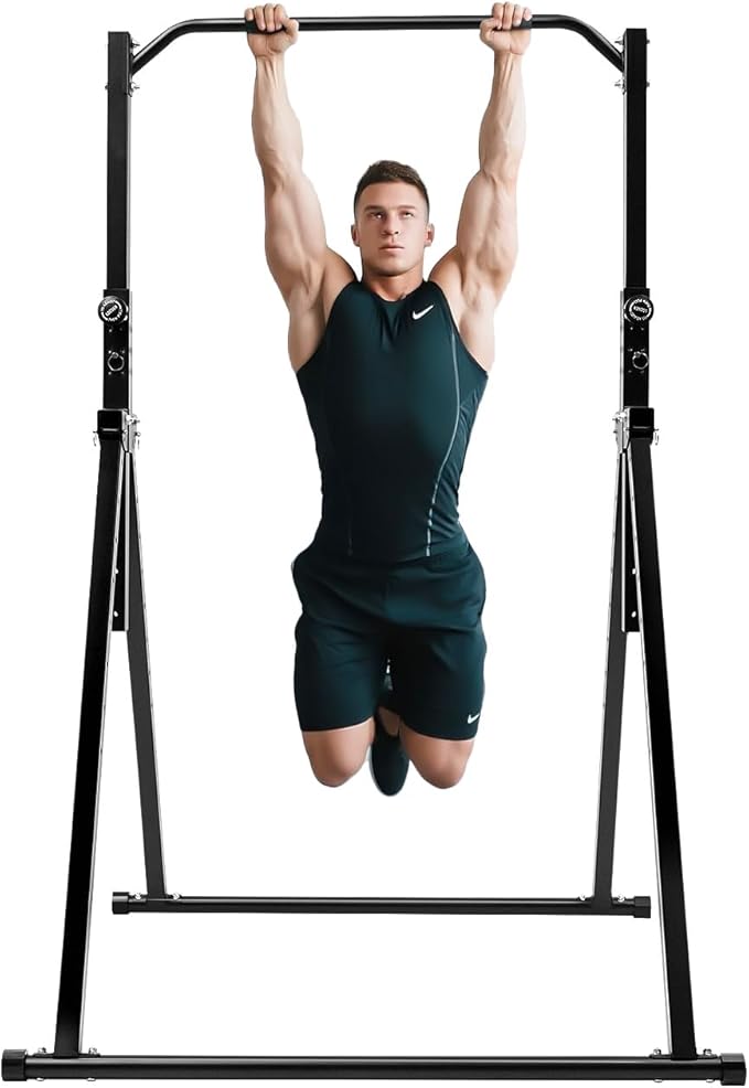 YUMIONB Power Tower Pull Up Bar Station Workout Dip Station, 440lbs Height Foldable Dip Station Pull Up Bar Free Standing ...