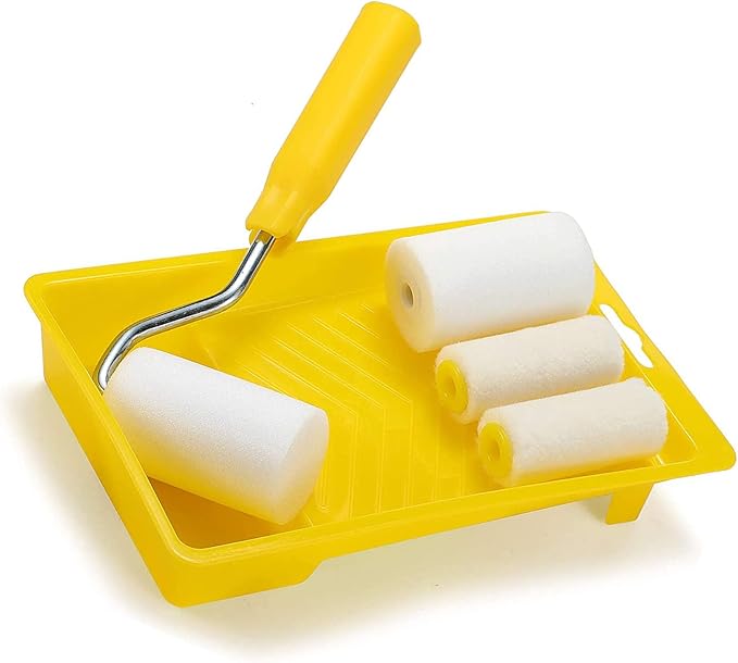 RZJZGZ Mini Foam Paint Roller Painting Decorating Touch Up Trim Kit 2 inch Small Paint Roller Tray Set with High-Density F...
