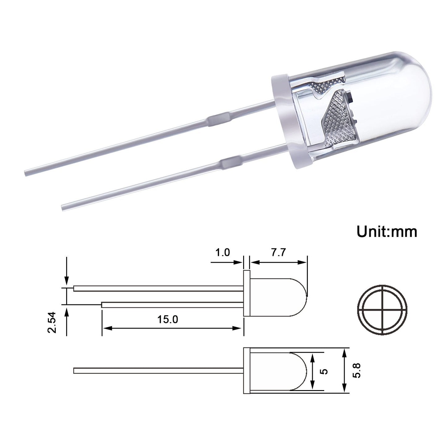 Eboot 100 Pieces Clear Led Light Emitting Diodes, 5Mm Blue, Model Ln0986