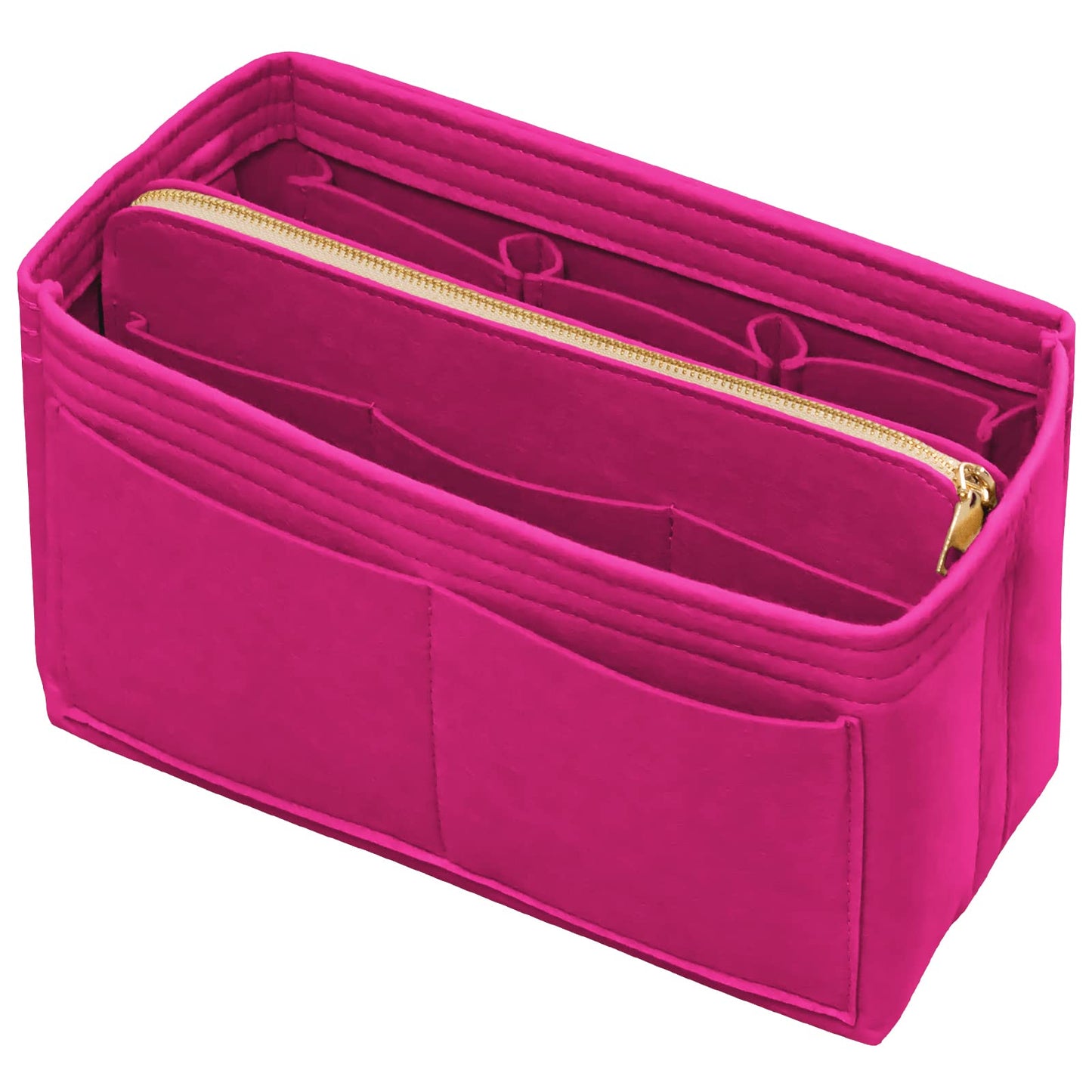 DailyPlus Purse Organizer Insert with Zipper Felt Bag Organizer for Tote Purse Bag Rose Large