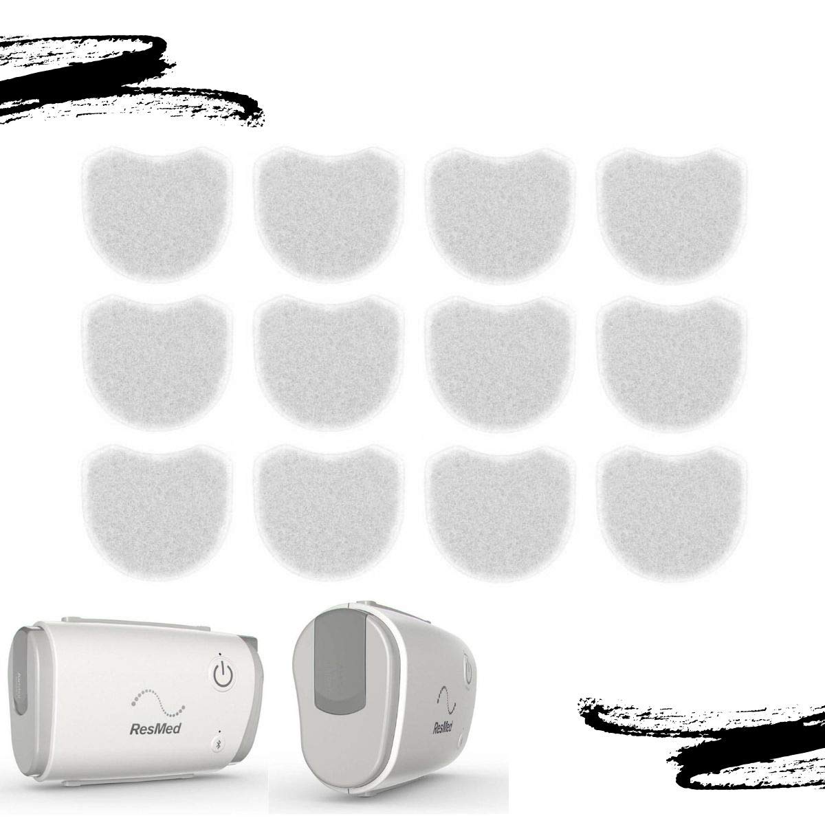 ResMed AirMini Filter - Replacement CPAP Air Filters - Premium CPAP Supplies - Blocks Dust & Particles - 12 Pack