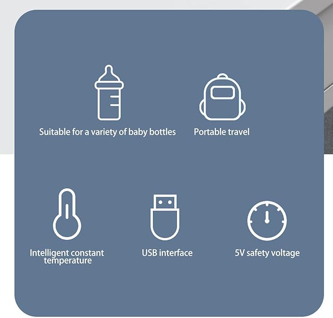 Portable Travel Baby Bottle Warmer, USB Milk Warmer Bag with 3 Temperature Settings, Constant Temperature Heat Keeper, Fits Most Bottles, for Home, Car, Hiking, Shopping