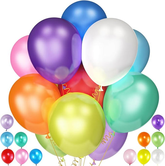 120Pcs Balloons Assorted Colors,12 Inch Latex Party Balloon for Birthday Party, Light Multi Color Ballons Rainbow Balloons...