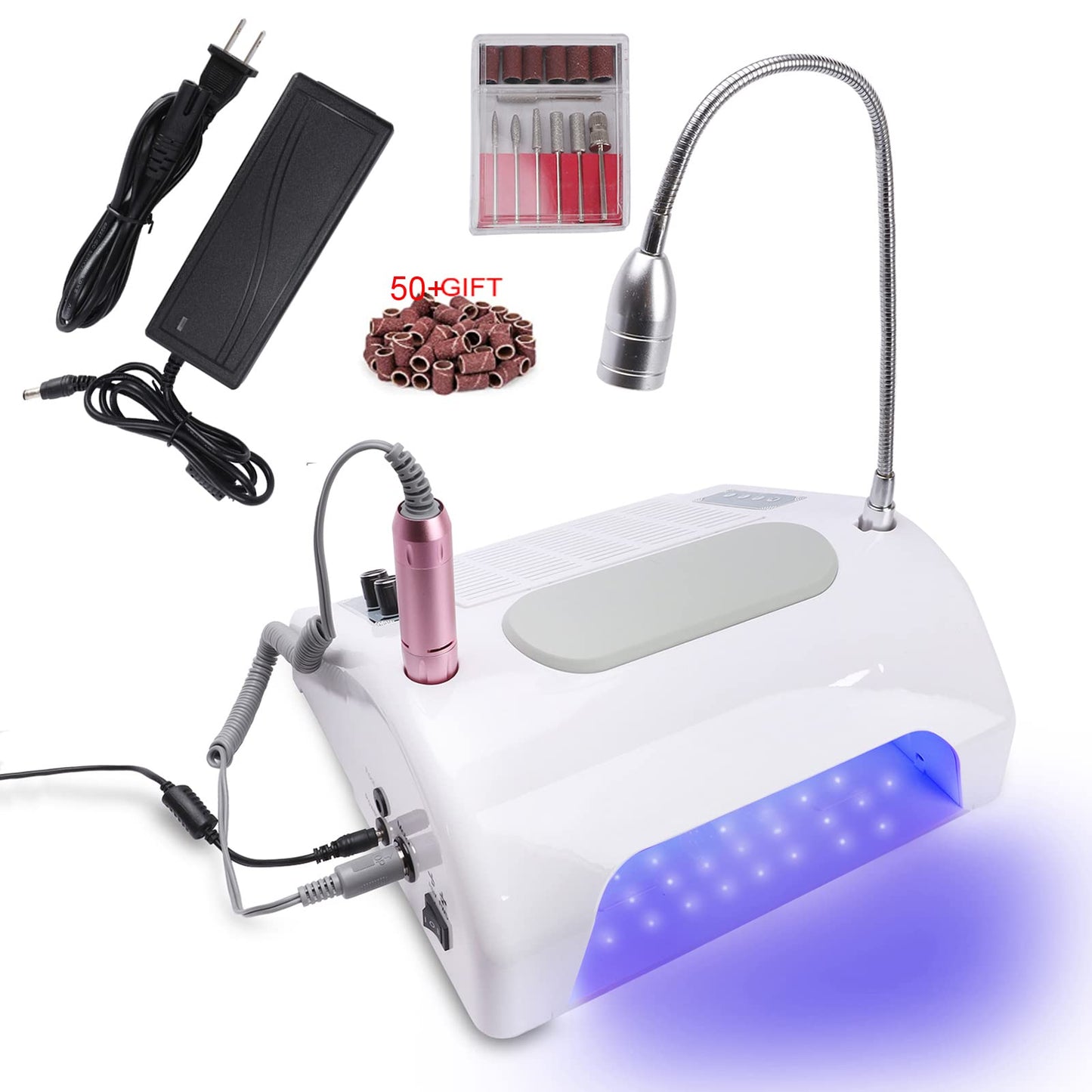 Nail Dust Collector Vacuum Multifunction Nail Art Machine,40W Nail Dust Collector for Acrylic,30000PRM Nail Drill with Bits and