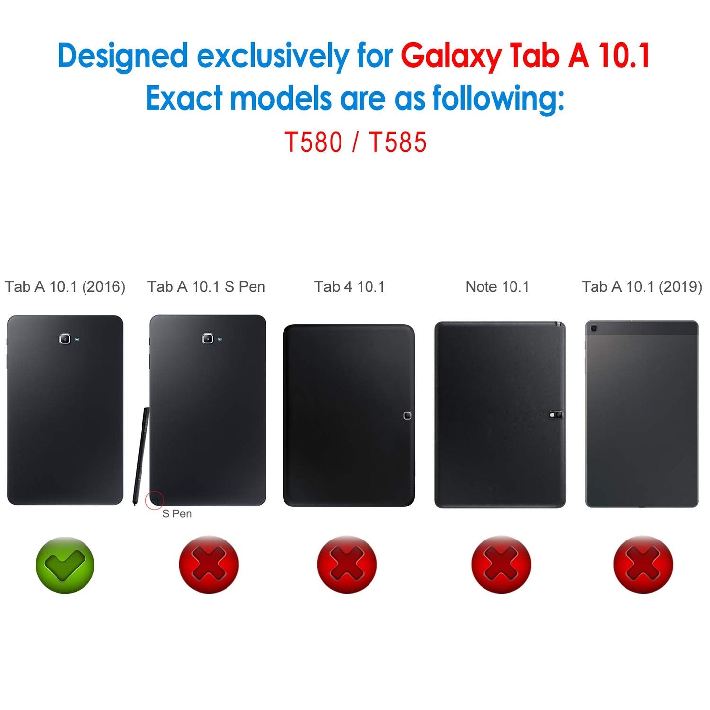 Jetech Case For Samsung Galaxy Tab A 10.1 2016 (Sm-T580 / T585, Not For 2019 Model), Smart Cover With Auto Sleep/Wake (Blue)