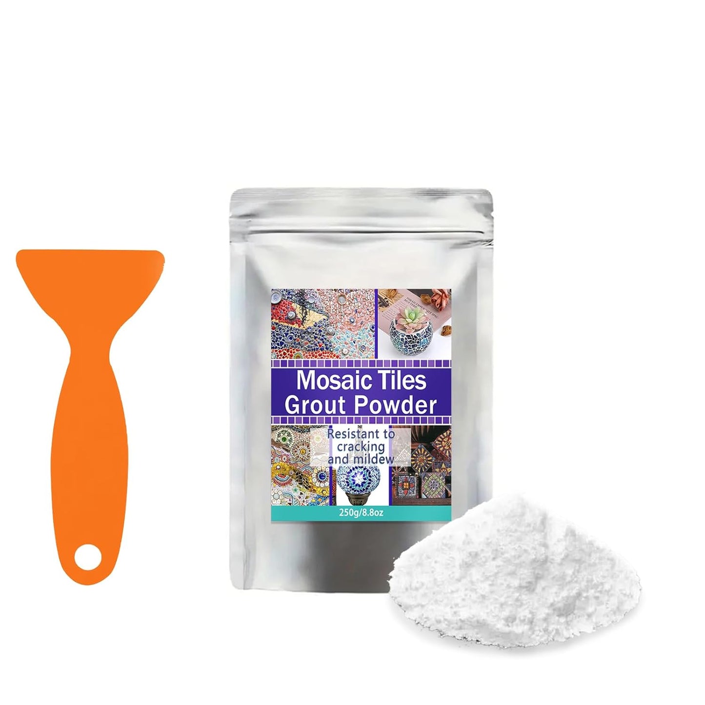 Mosaic Grout, Mosaics Tile Tools, Mosaic Tile Accessories – Essential for Handmade Grouting and Perfect for DIY Craft Projects (White, 250G)