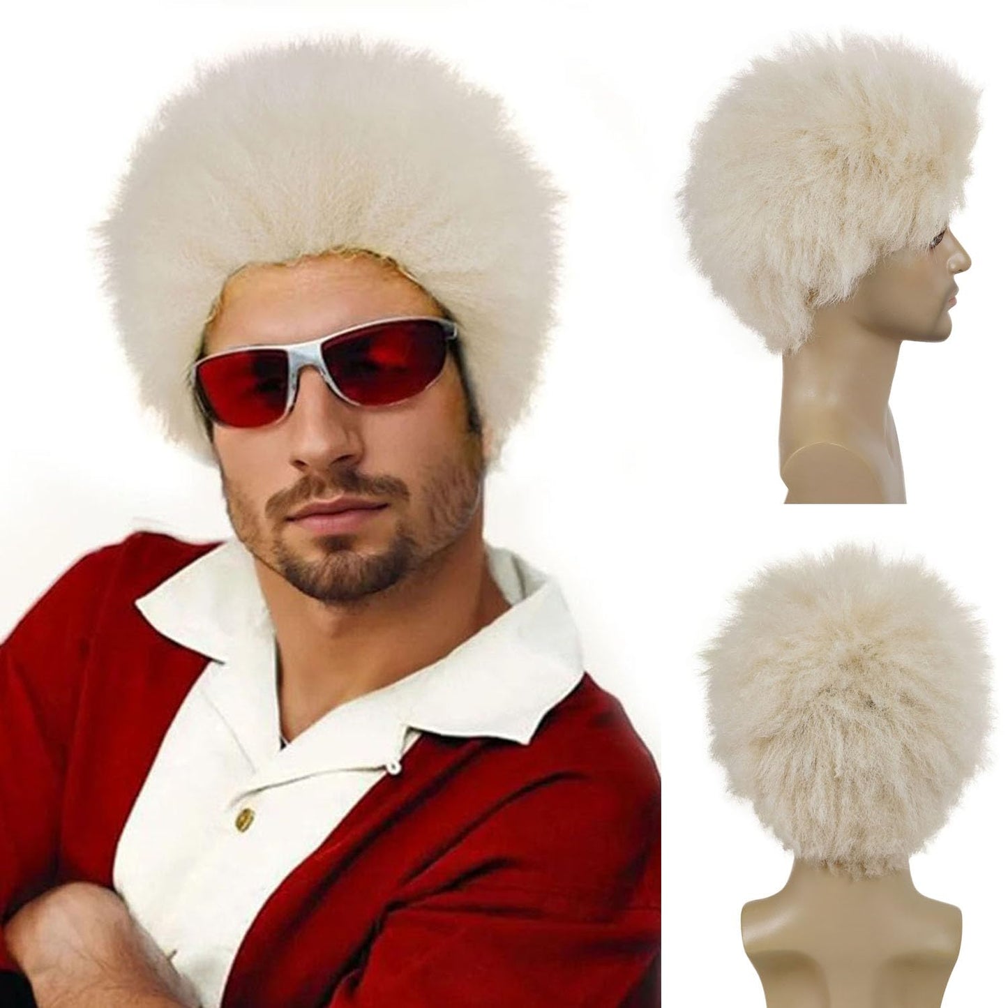 GNIMEIGL Short Light Blonde Wigs for Men Cosplay 50s 60s 70s Halloween Costume for Man Fluffy Synthetic Hair