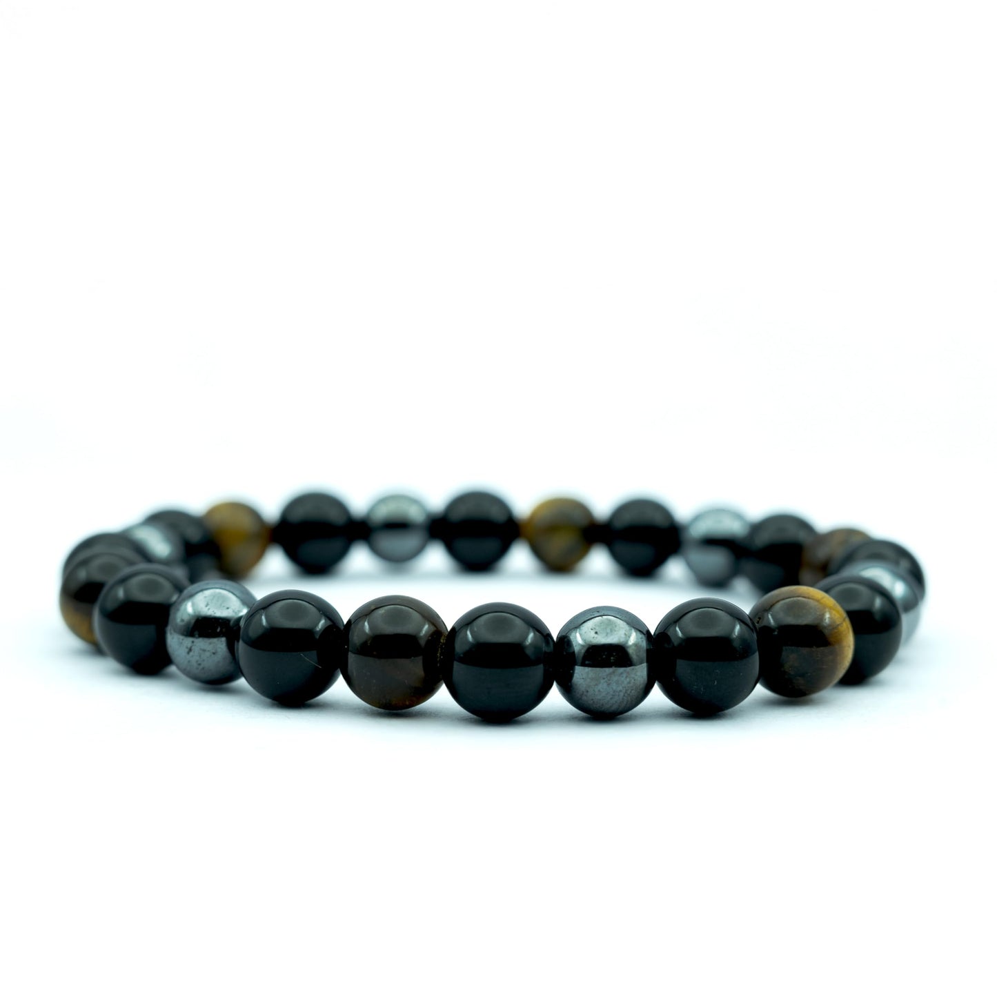 Astrotalk Triple Protection Bracelet | Shields Against Negativity & Enhances Strength | Black Obsidian, Hematite, Tiger Eye | Cr