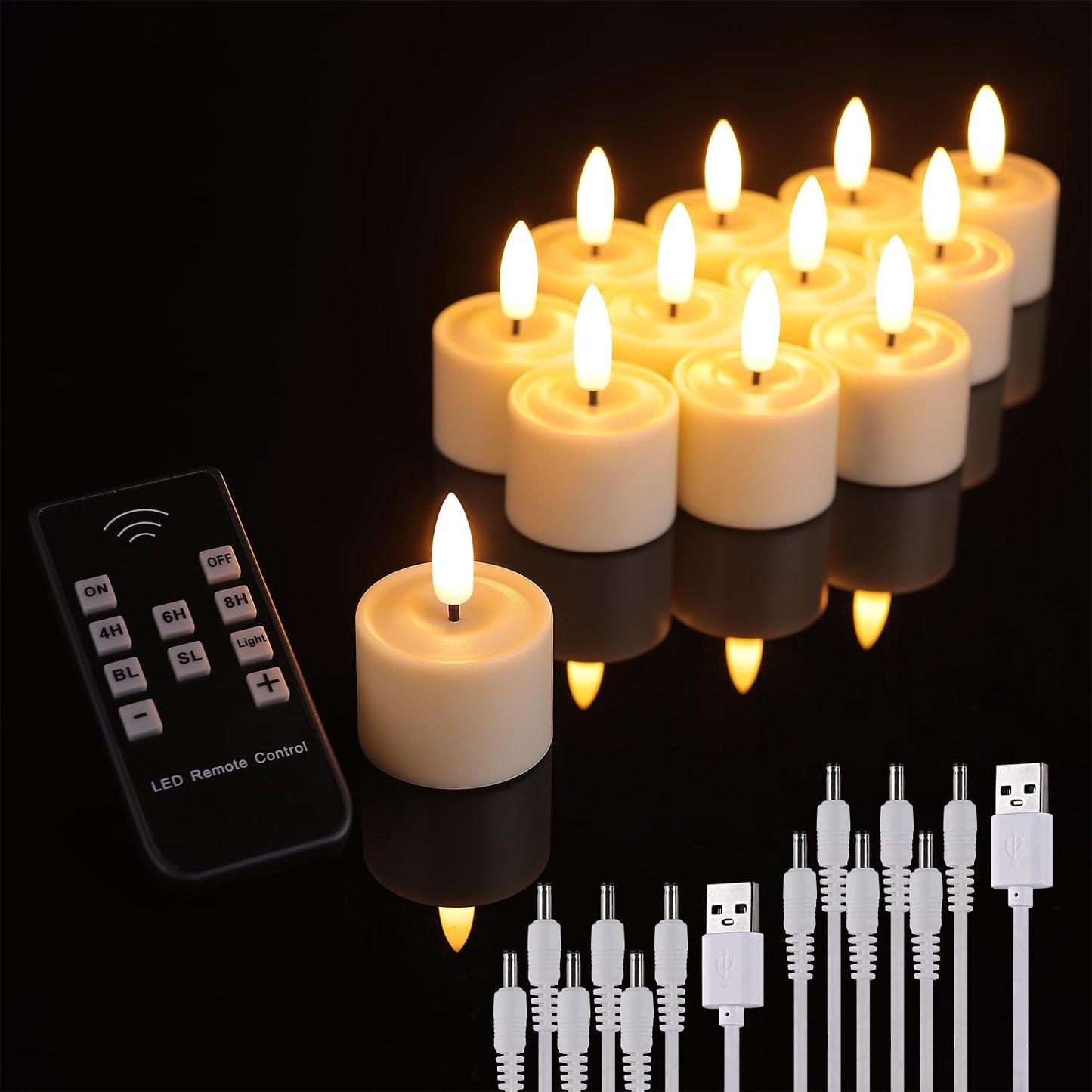UniEasy Rechargeable Tea Lights with Remote Timer, Battery Operated LED Tealight Flameless Candles, Flickering Tealights for Votive, Weddings, Parties, Halloween, Christmas, Home Decoration (12 Pack)