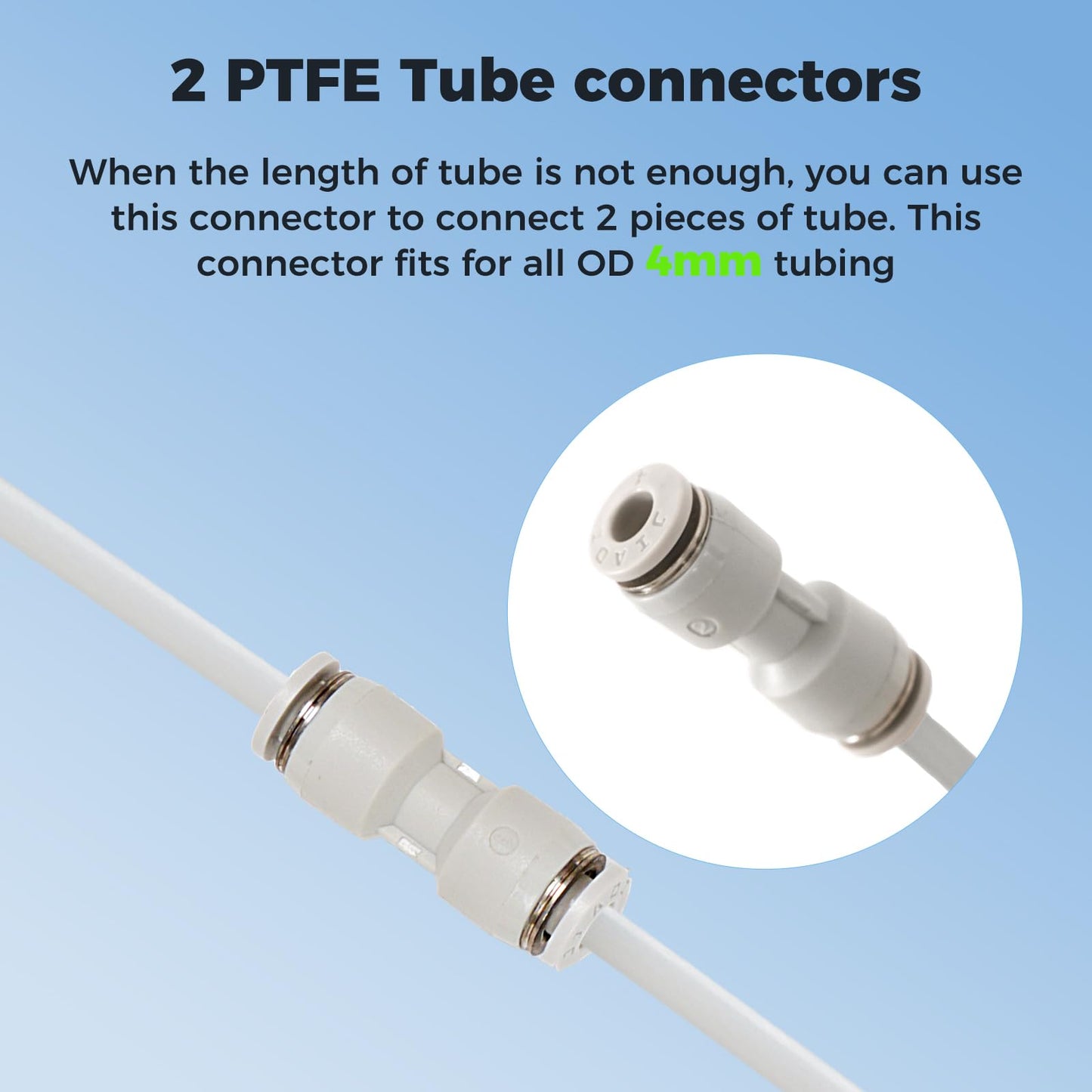 Sovol PTFE Tube 2.5mm ID 4mm OD, Length 5M/16.4ft, with 2 Couplers & Tubing Cutter for Bambu lab X1/ X1C/ P1P/ P1S/ A1/ A1 Mini, Prusa MMU3, Creality K1 Max/Ender 3 V3 & Direct Drive 3D Printer, White